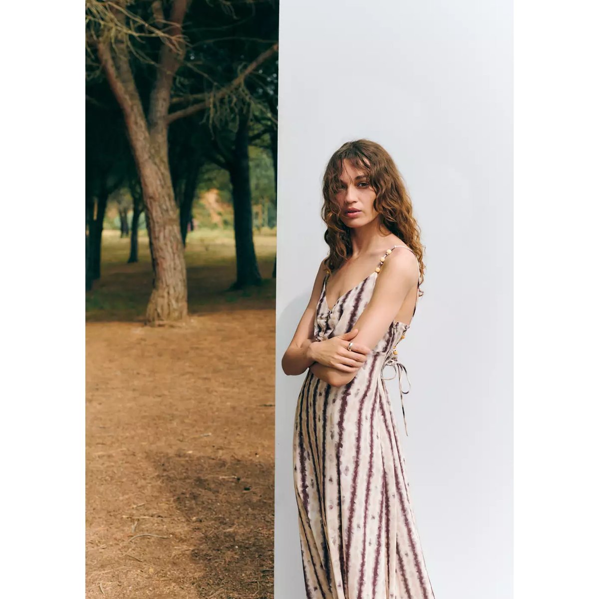 Robe tie-dye à bretelles rose clair, MANGO TEEN