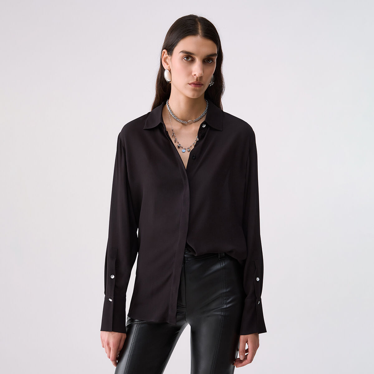 Chemise en crêpe de Chine noir, LIU JO