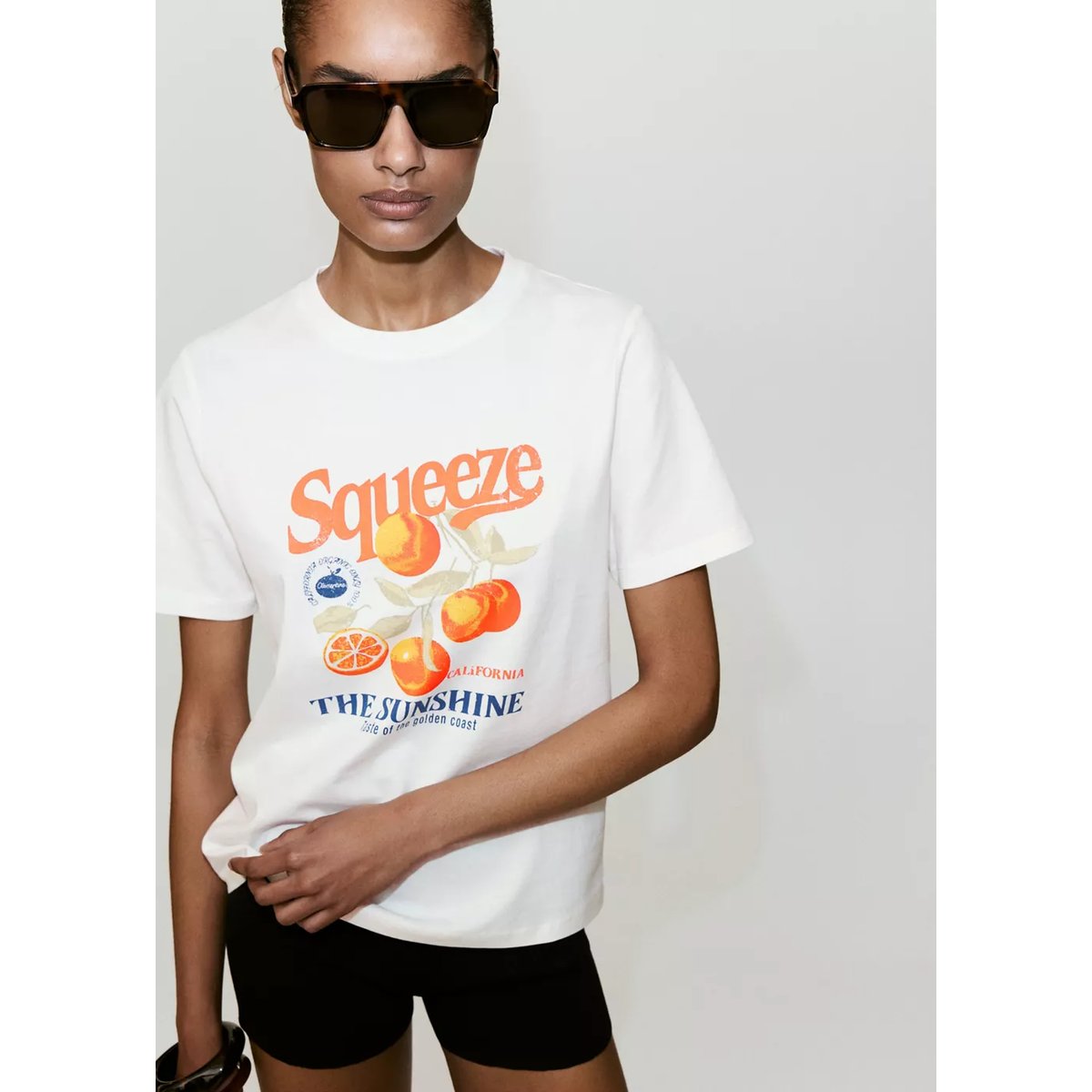 T-shirt en coton imprimé orange, MANGO