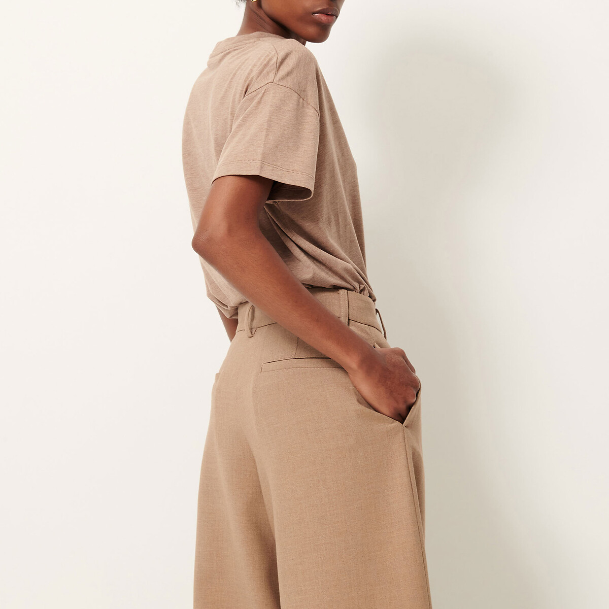 T-shirt manches courtes col rond TOO beige foncé, SESSUN