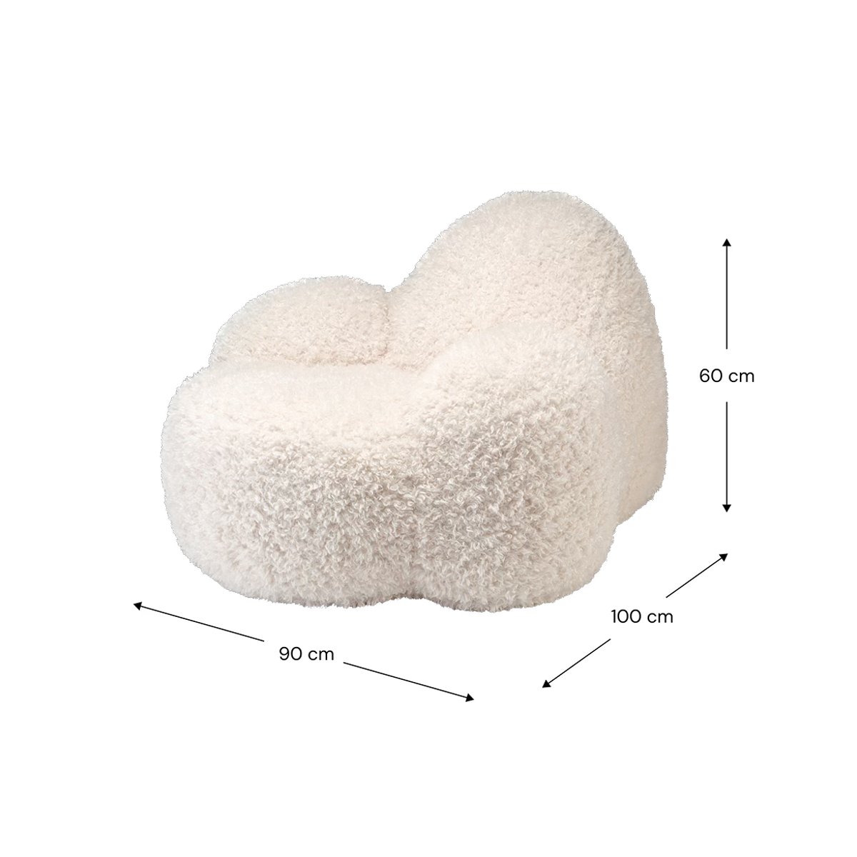 Momo Pouf Fauteuil Ado en Yeti cream, WIGIWAMA