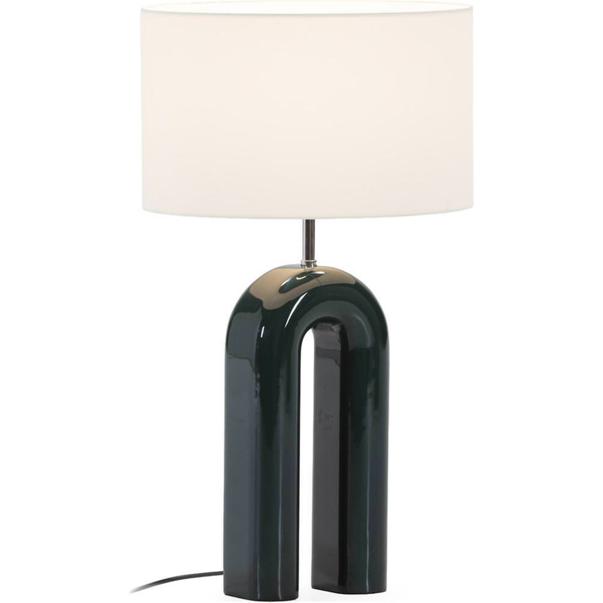 Lampe de table sculpturale en résine laquée vert foncé brillant et noir, RECOLLECTION