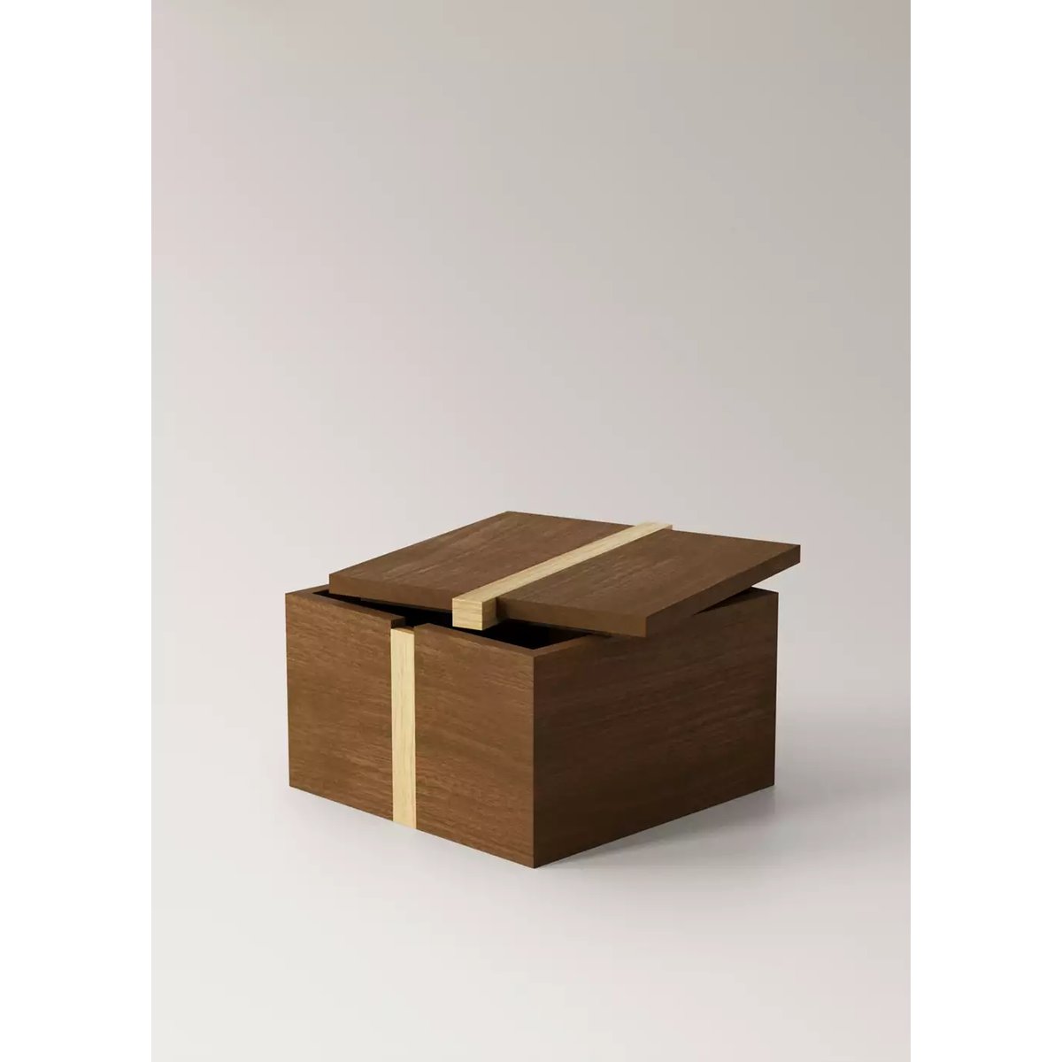 Boîte carrée en bois bicolore de taille moyenne marron, MANGO HOME