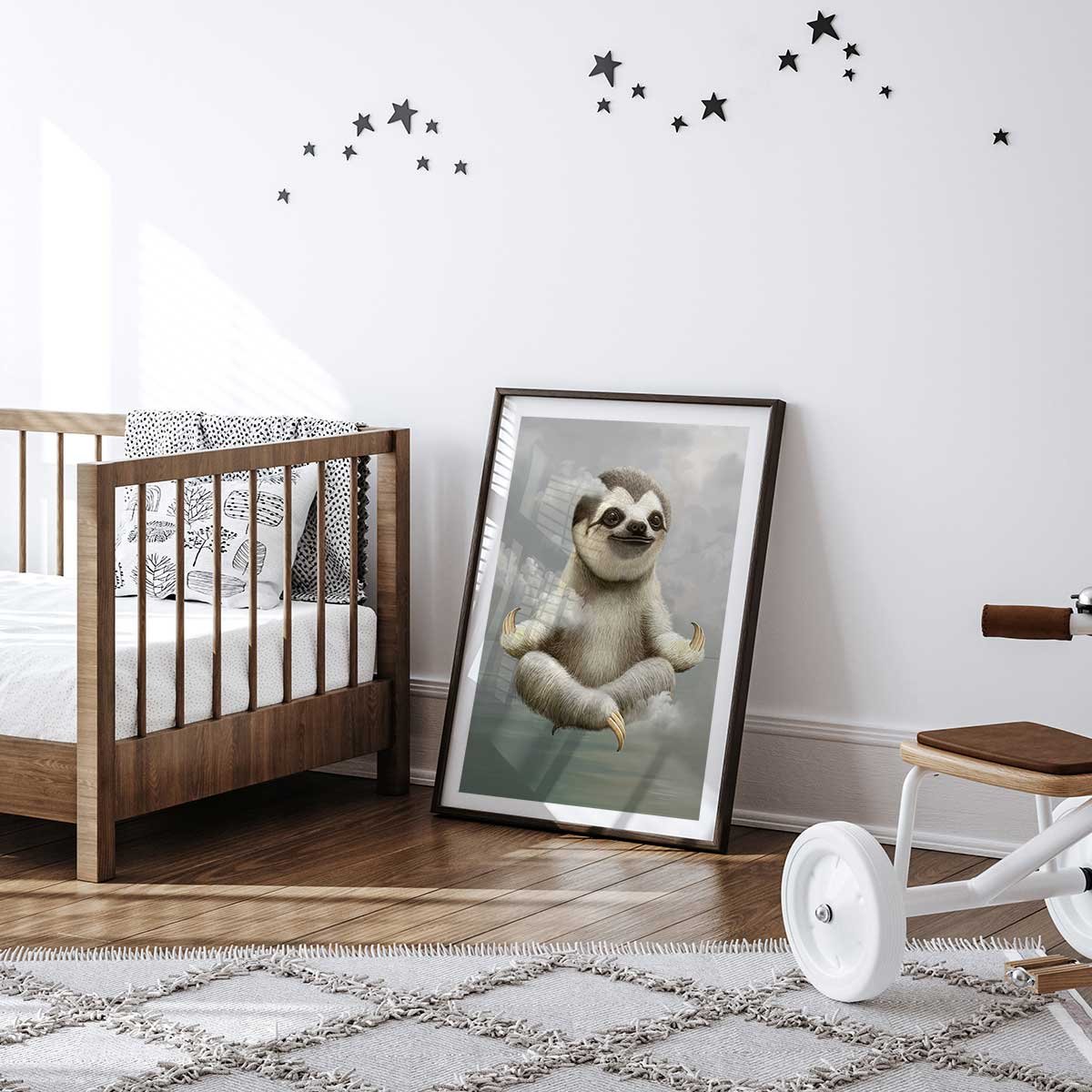 Affiche enfant paresseux méditant affiche seule, HEXOA
