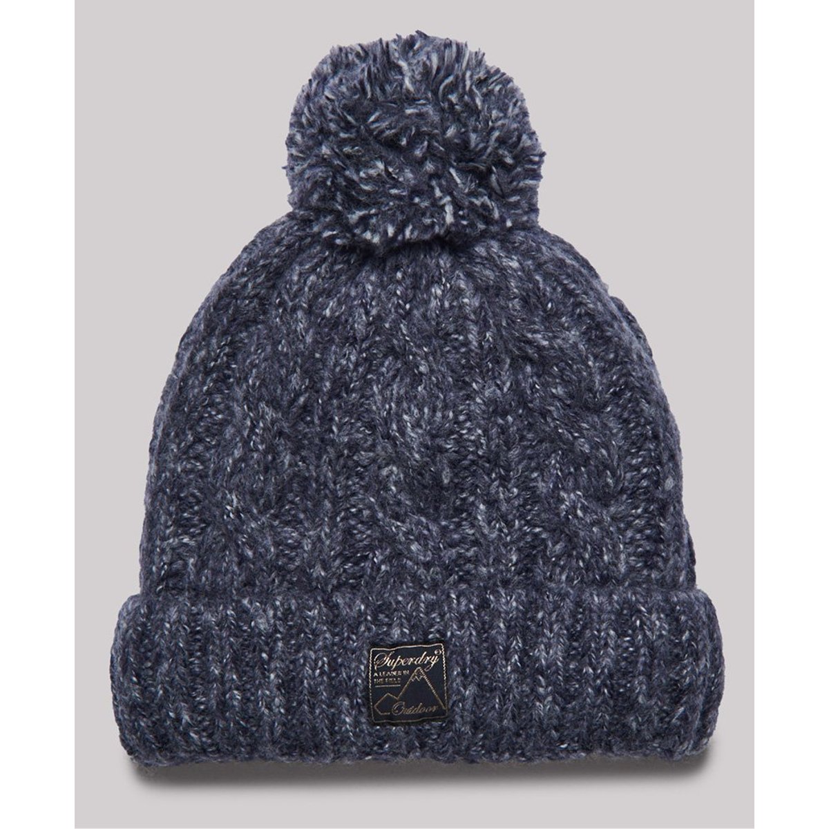 Bonnet torsadé en tweed bleu marine, SUPERDRY