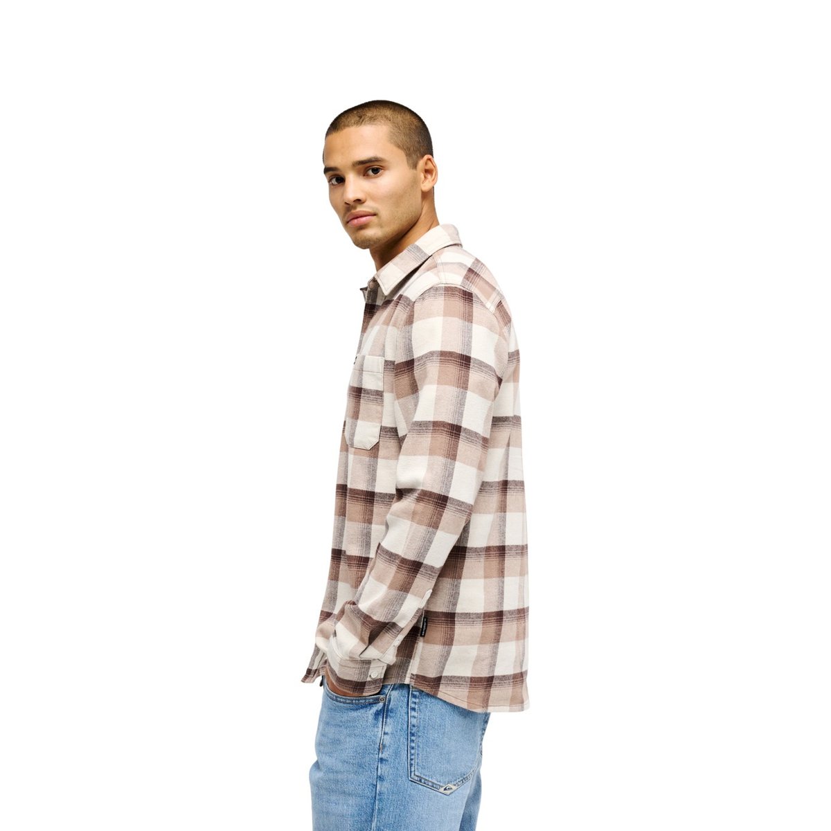 Chemise manches longues MOTHERFLY PLAID marron pine bark motherfly, QUIKSILVER