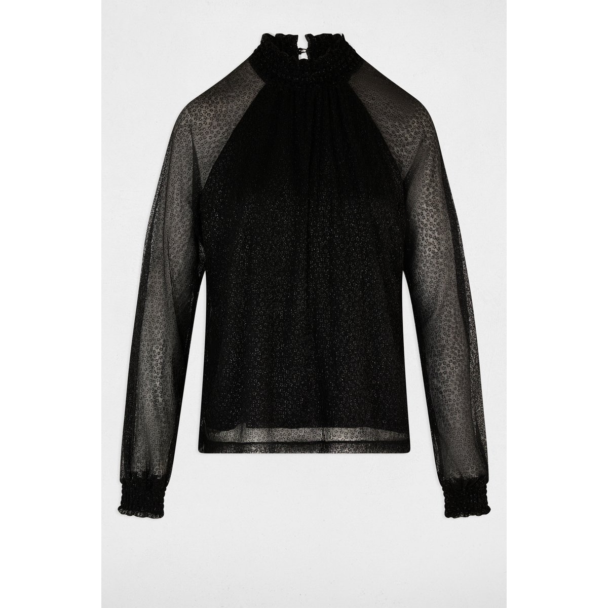 T-shirt col montant noir, MORGAN