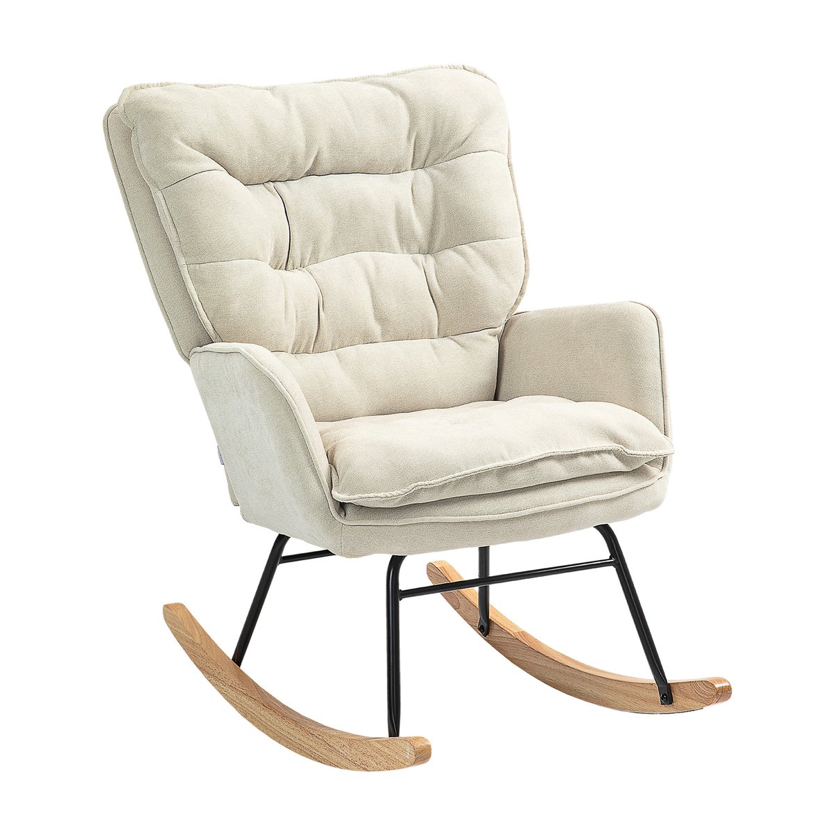 Fauteuil à bascule tissu chenille style scandinave, NEWFUNKELC beige, MEUBLES COSY