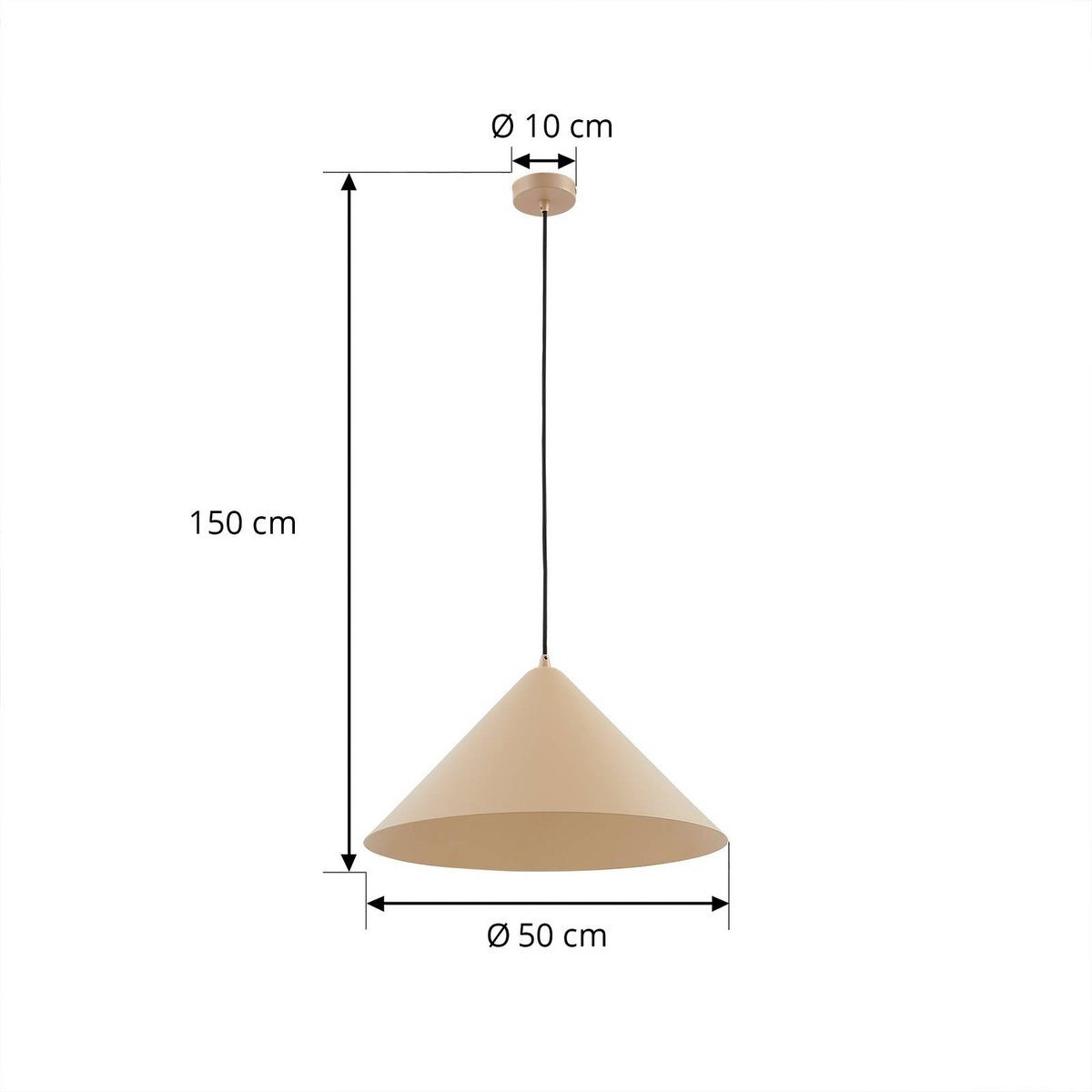 Suspension en métal moderne, Clarine beige, LINDBY