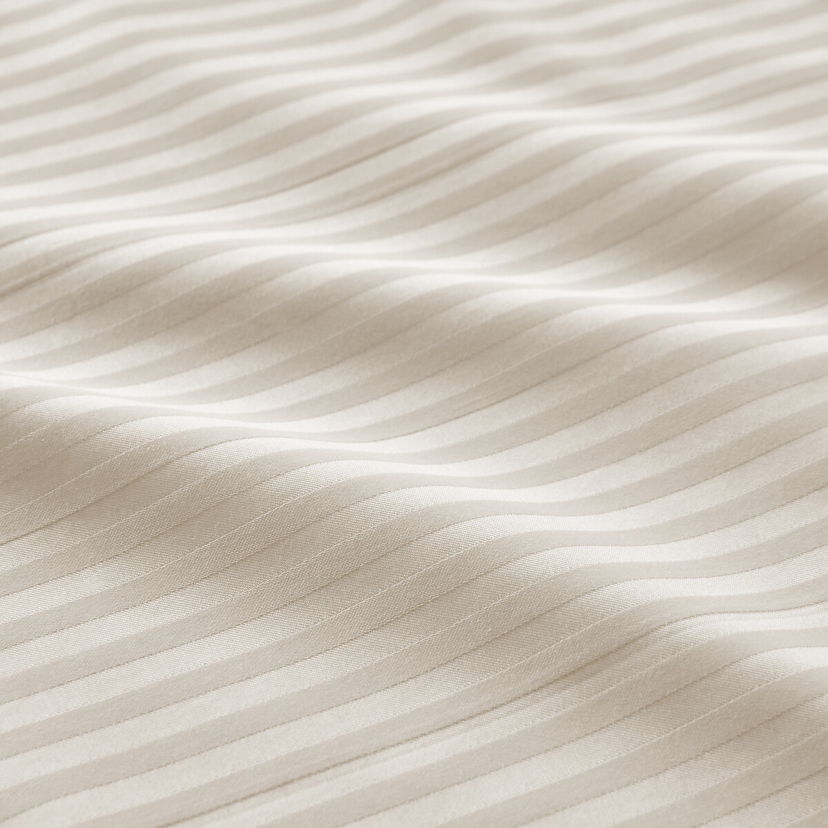 Opale Striped Cotton Satin 350 Thread Count Duvet Cover ivory, LA REDOUTE INTERIEURS