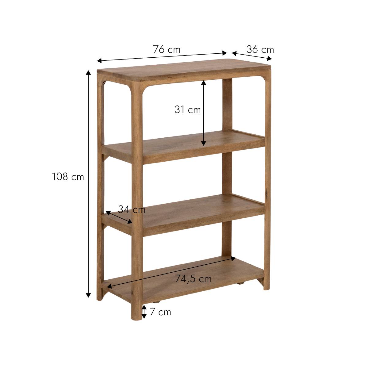 Etagère en bois de manguier EMYR bois clair, MADE IN MEUBLES