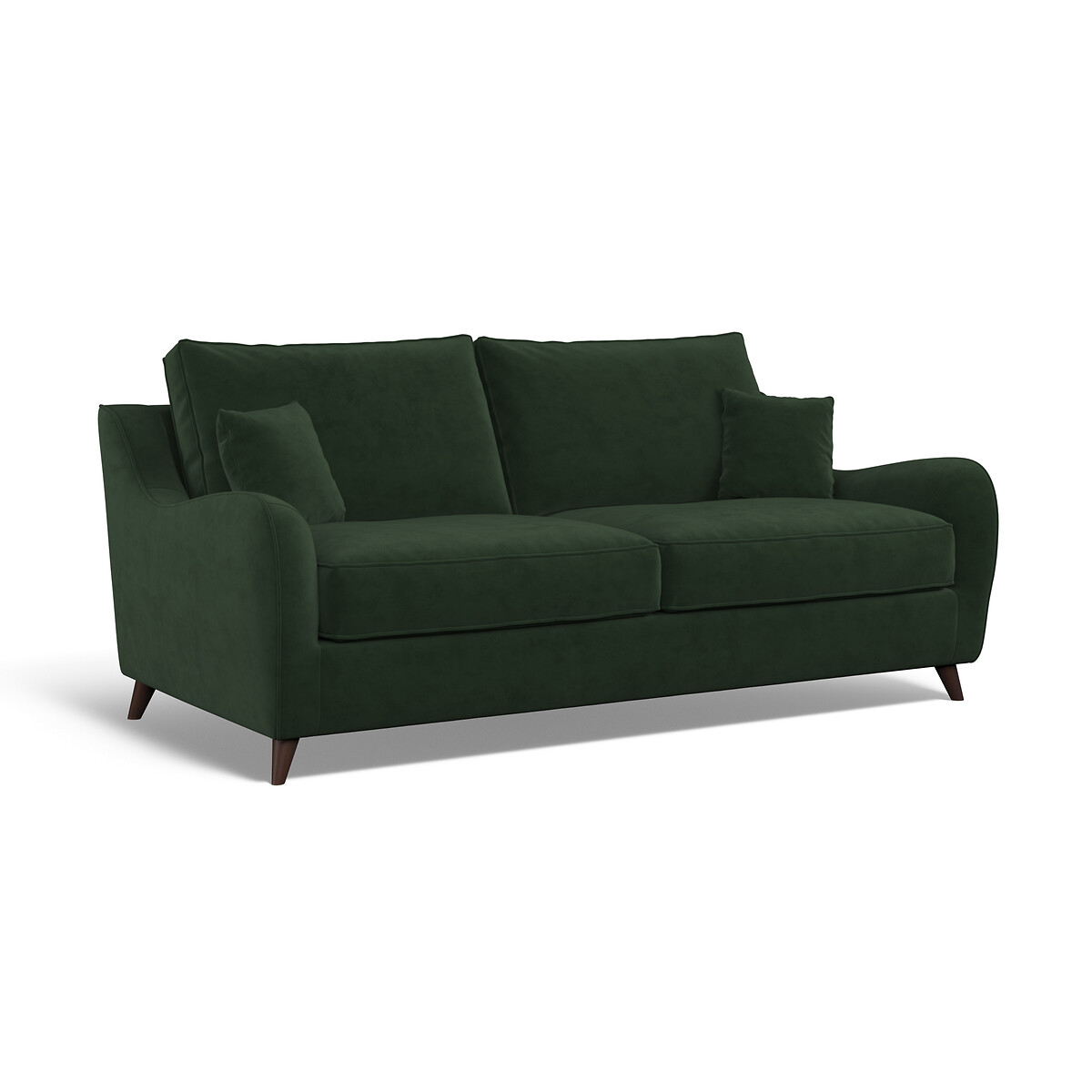 Amelia Velvet 3 Seater Sofa with Dark Wood Legs emerald, ÉDITÉ