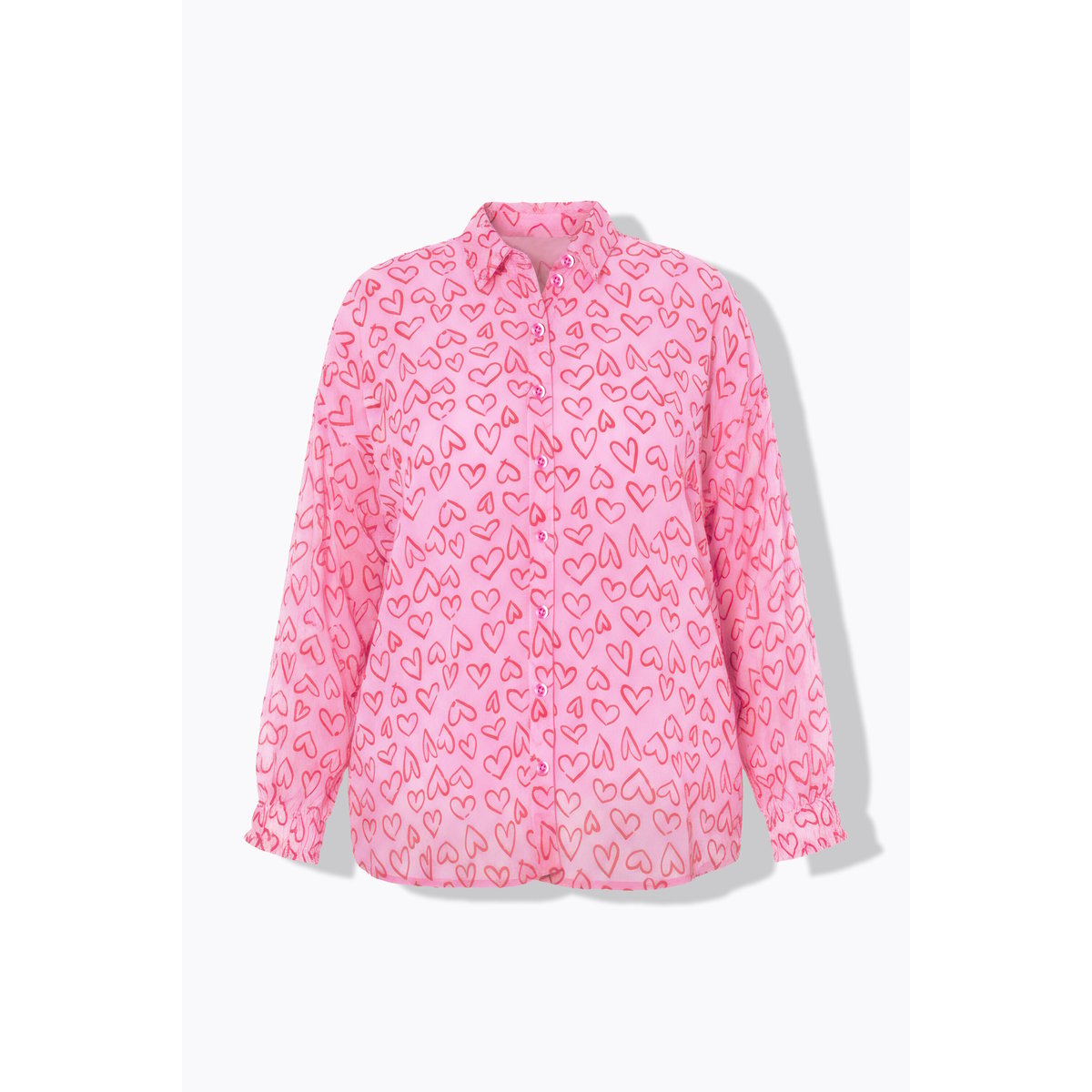 Chemisier oversize à imprimé cœur floqué rose vif, STUDIO UNTOLD