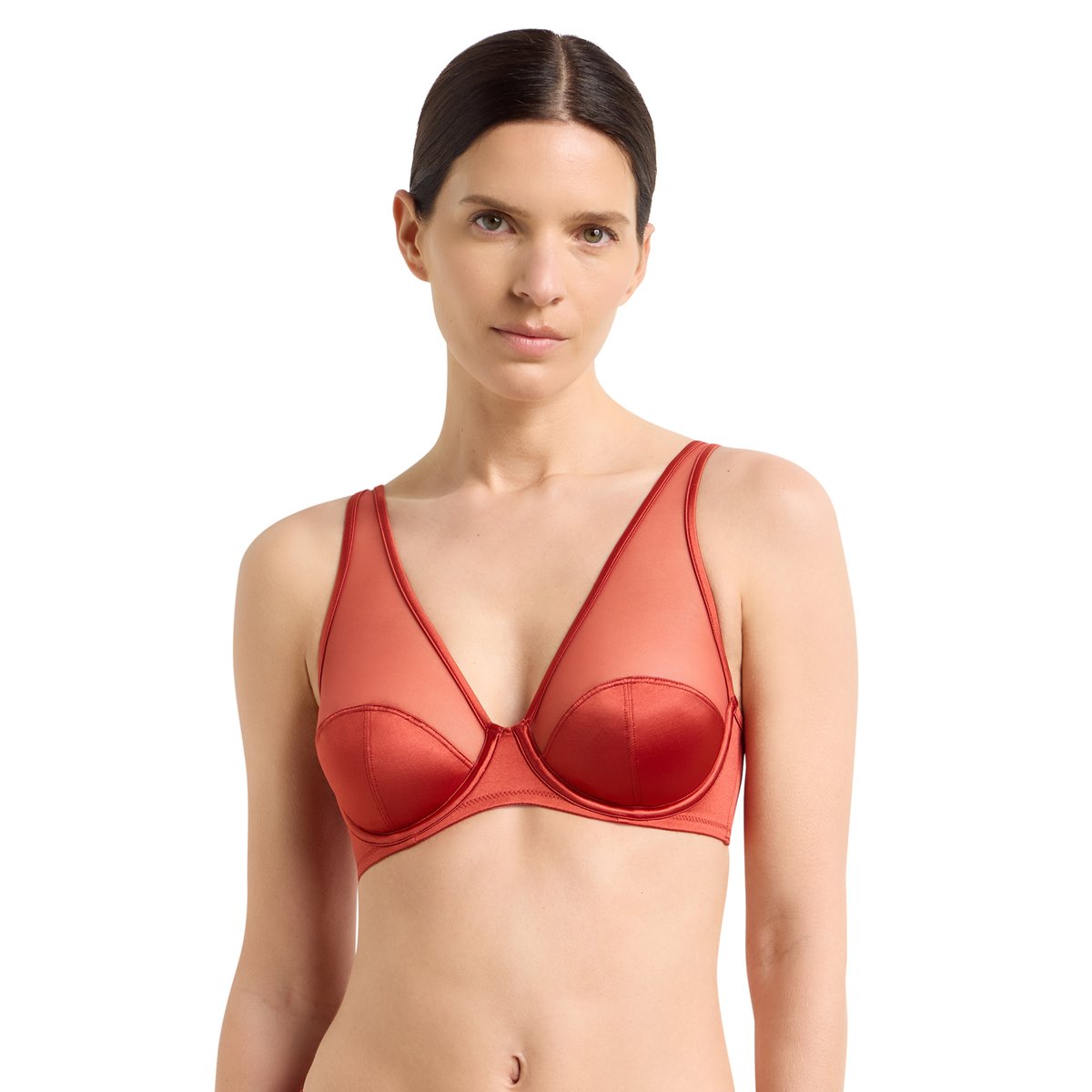 Soutien-gorge balconnet avec armatures Dim x Inès de la Fressange rouge brique, DIM