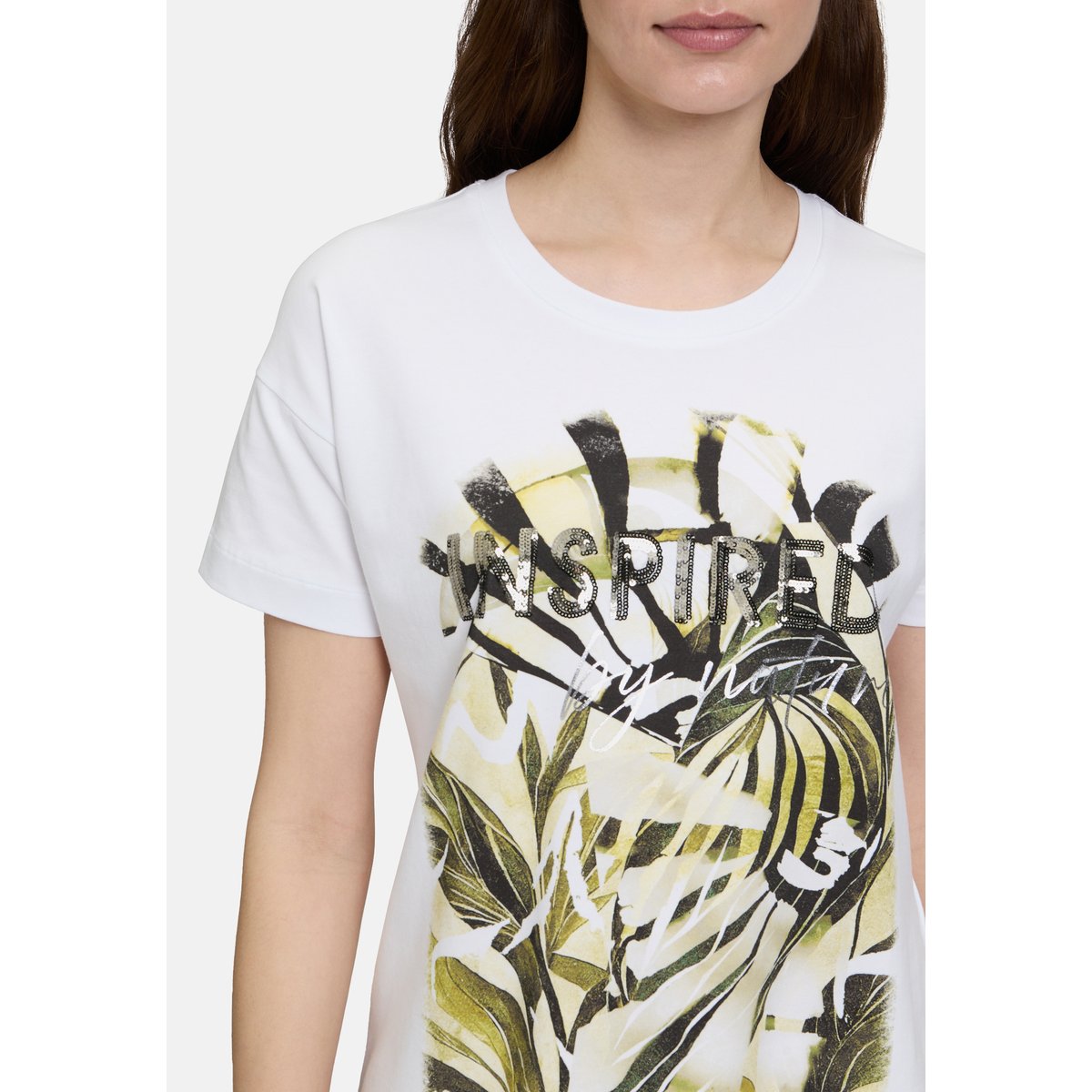 T-shirt basique à impression patch white/green, BETTY BARCLAY