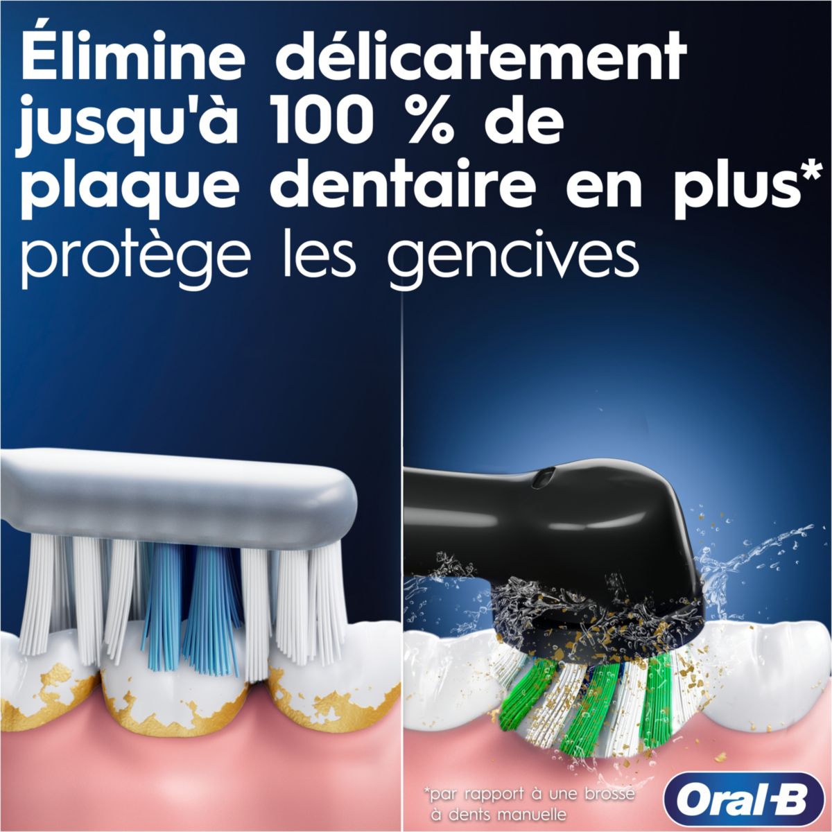 Brosse à dents électrique Pro 1 Noire Cross Action couleur unique, ORAL B