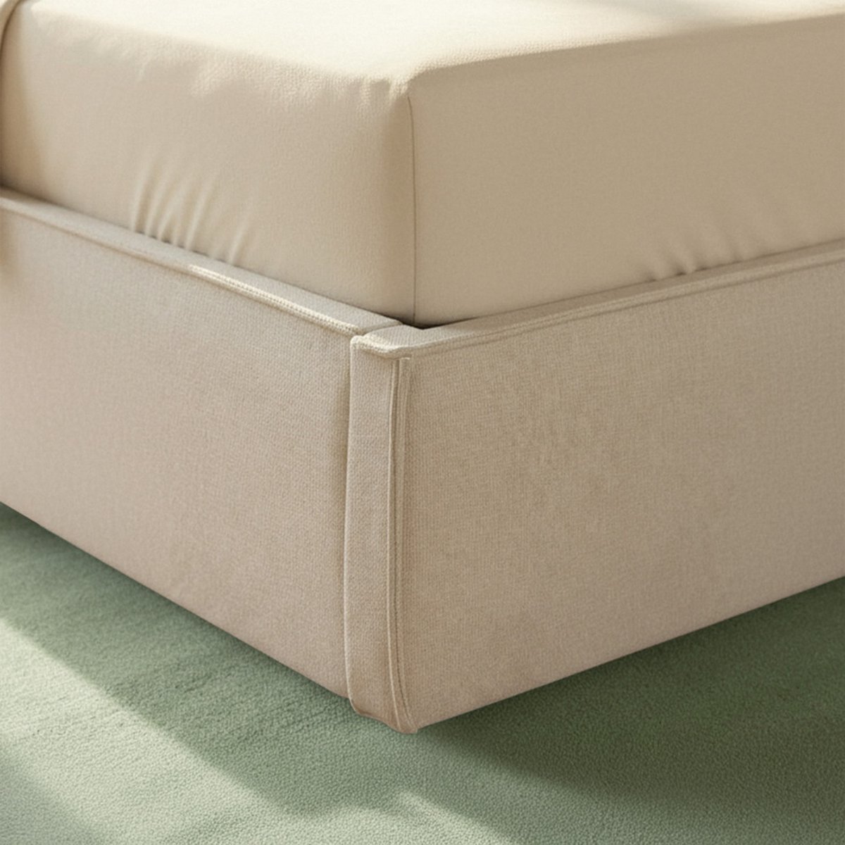 Lit coffre en tissu 160x200cm- LIBERIO beige, DRAWER