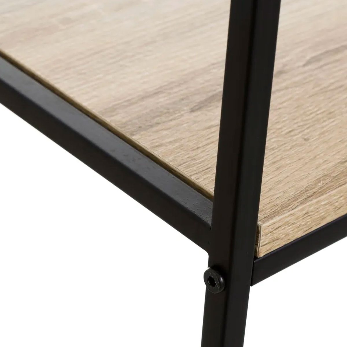 Console d'entrée en bois et métal noir à 2 casiers 80x30x75cm bois, WADIGA