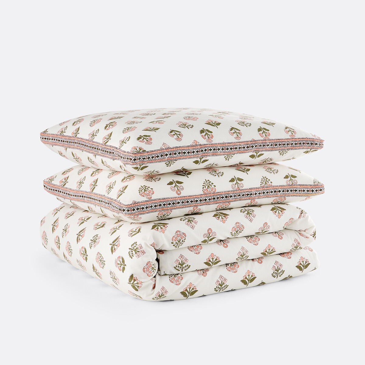 Housse de couette en coton lavé, imprimé fleurs, VANDI ECRU imprimé fond écru, LA REDOUTE INTERIEURS