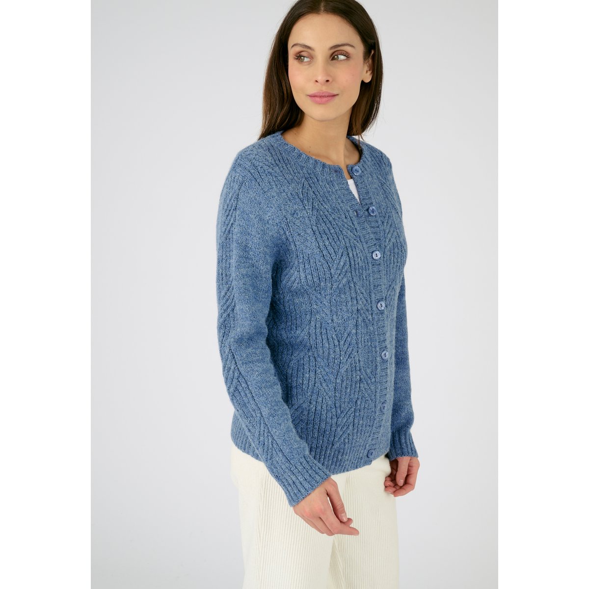 Cardigan maille chinée Thermolactyl bleu chiné, DAMART