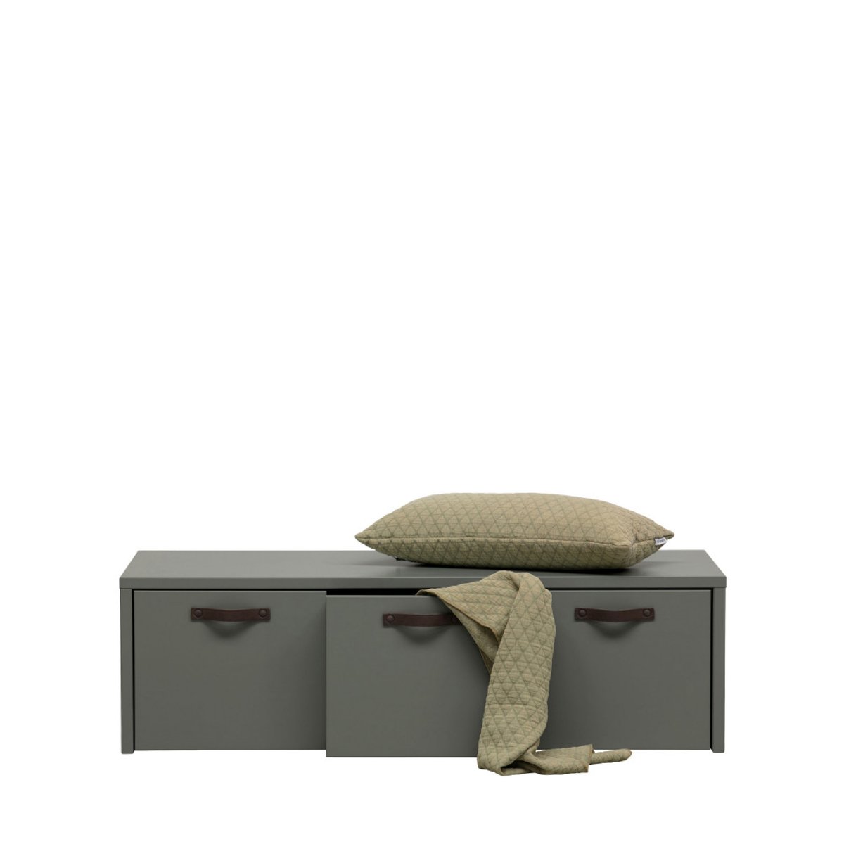 Banc de rangement en bois- STAGE vert kaki, VTWONEN