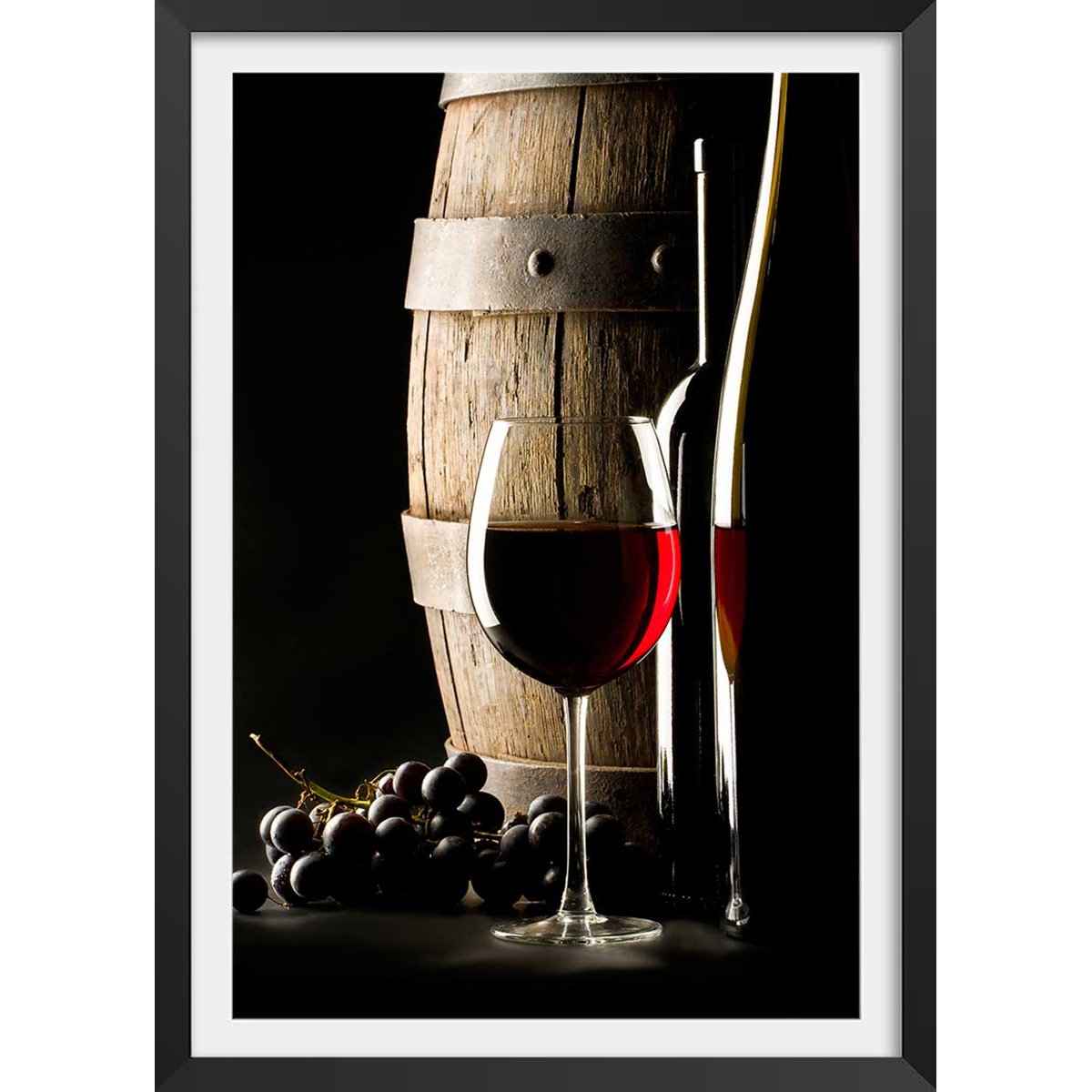 Affiche cuisine vin rouge affiche + cadre en bois - noir, HEXOA