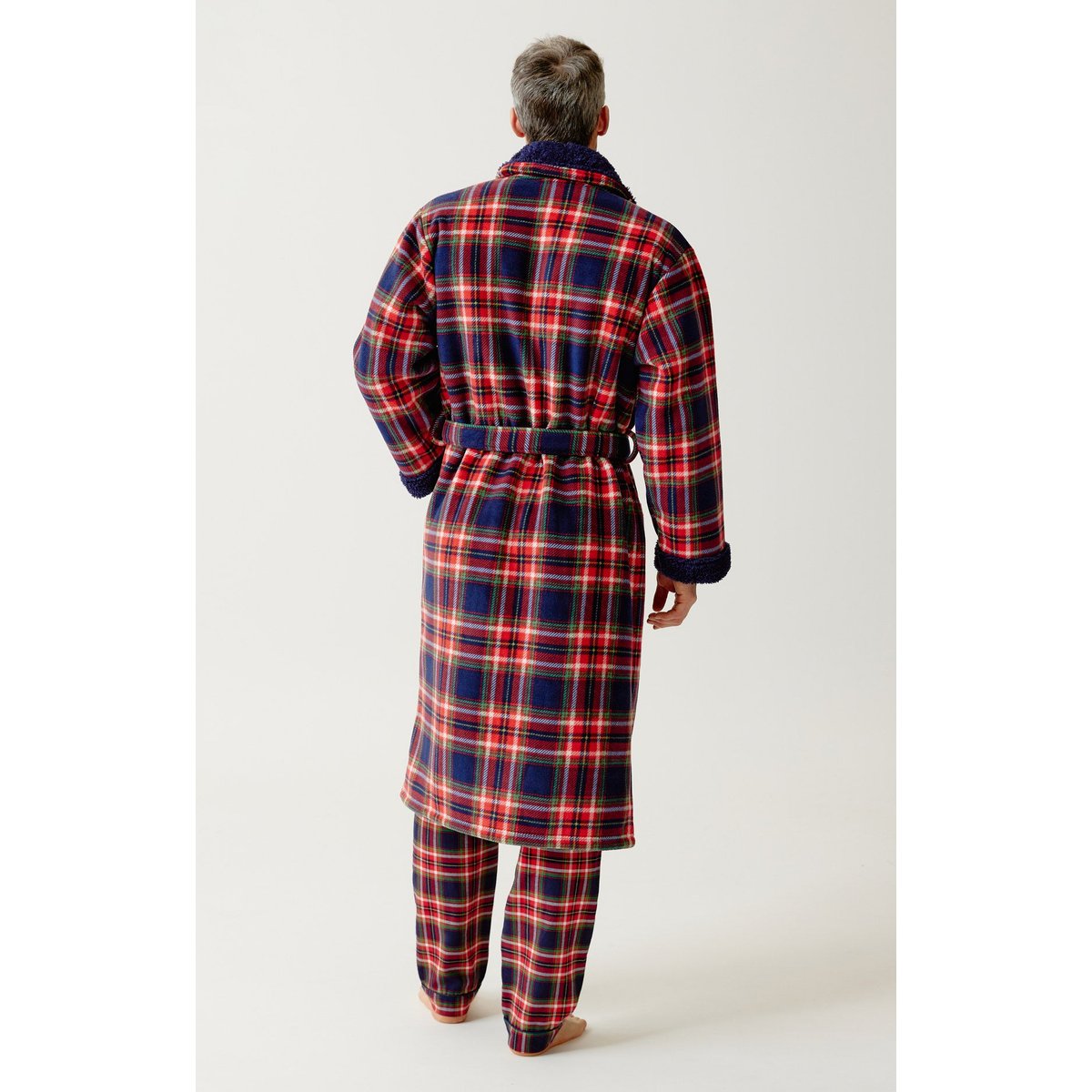 Robe de chambre en polaire à carreaux Léon rouge, ARTHUR