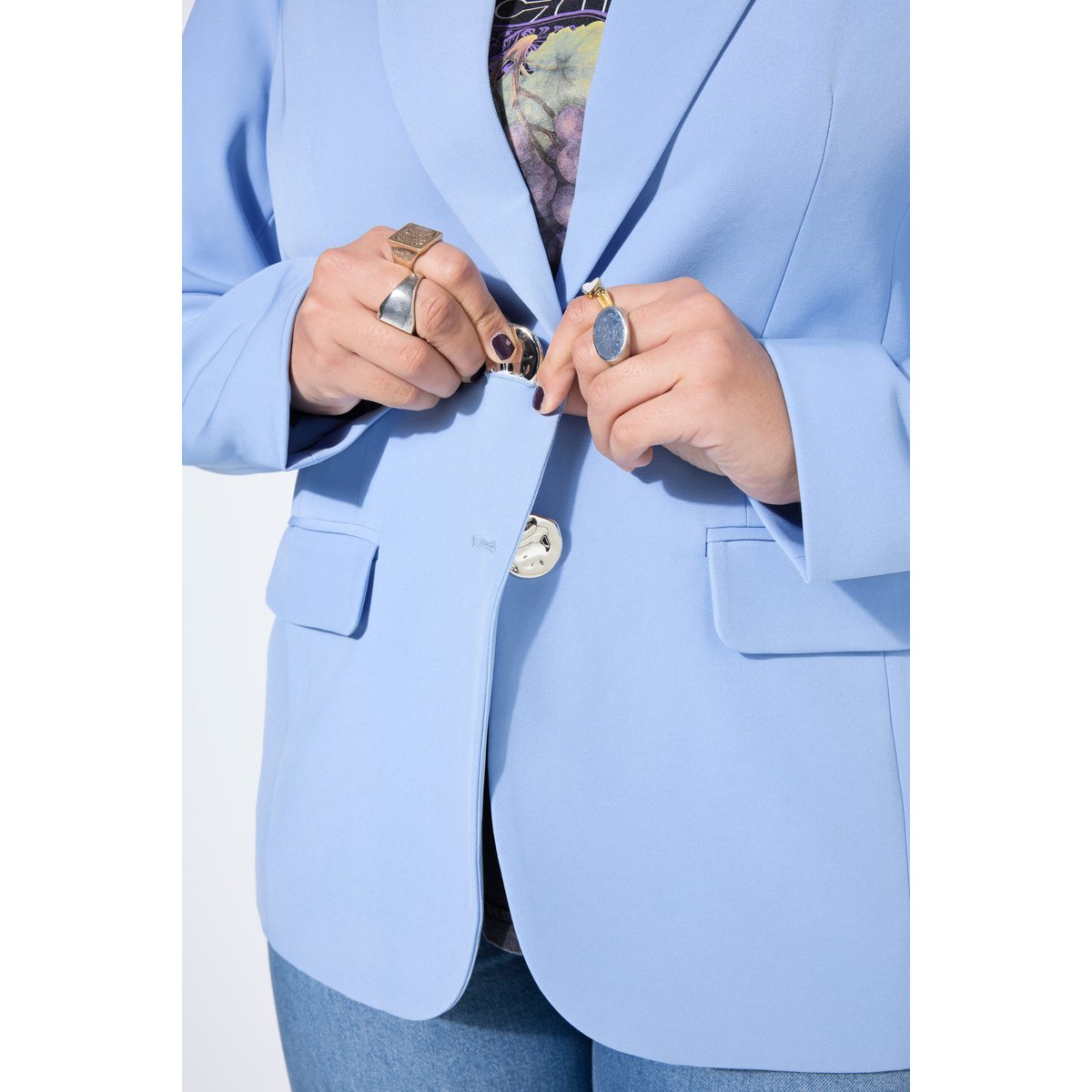 Blazer coupe Fitted Shape, boutons fantaisie bleu ciel, STUDIO UNTOLD