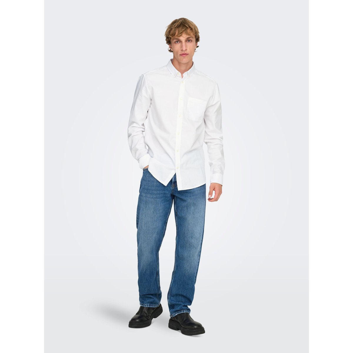 Chemise Oxford white, ONLY & SONS