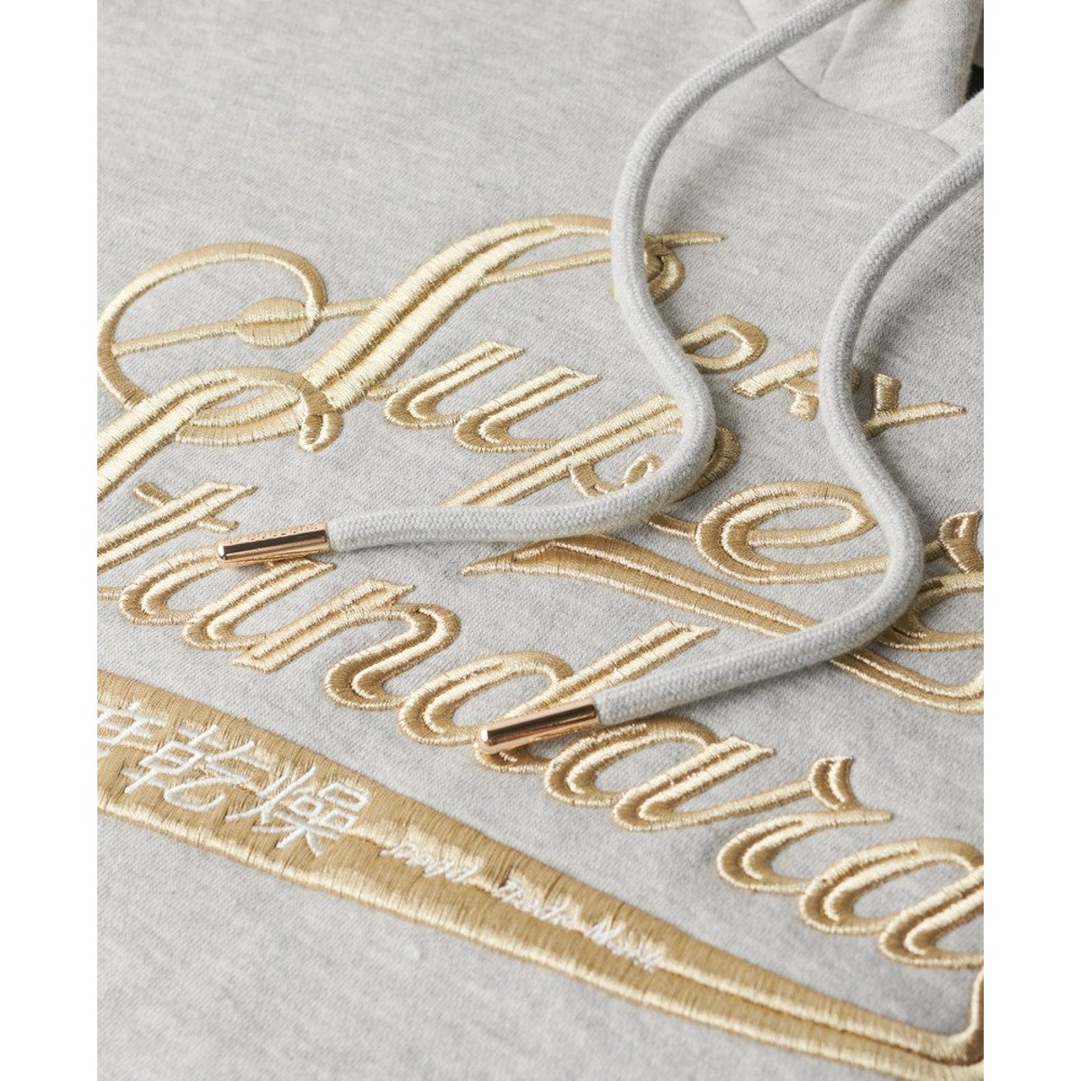 Robe à capuche et logo métallisé Luxe pierre ponce beige chiné, SUPERDRY