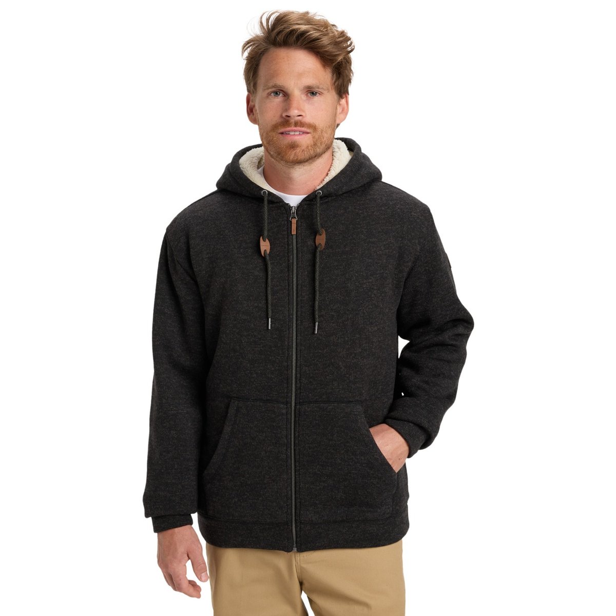 Sweat à capuche Sherpa zippé KELLER SHERPA noir black heather, QUIKSILVER