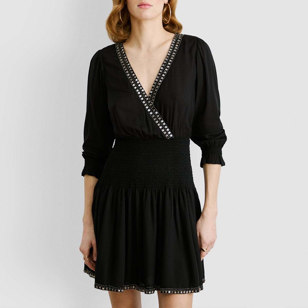 Robe Courte Avec Taille Froncée noir, PEPE JEANS