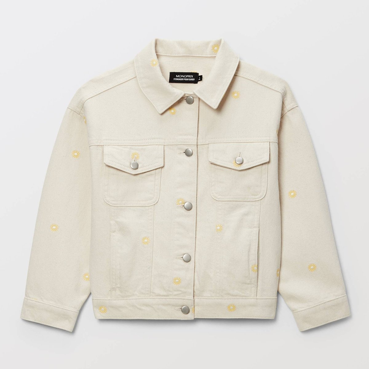 Veste brodée en jean naturel, MONOPRIX