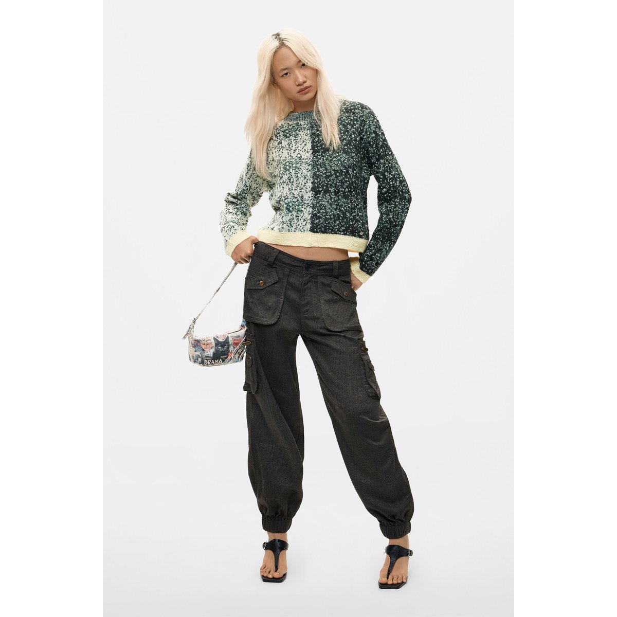 Pull en grosse maille vert, DESIGUAL