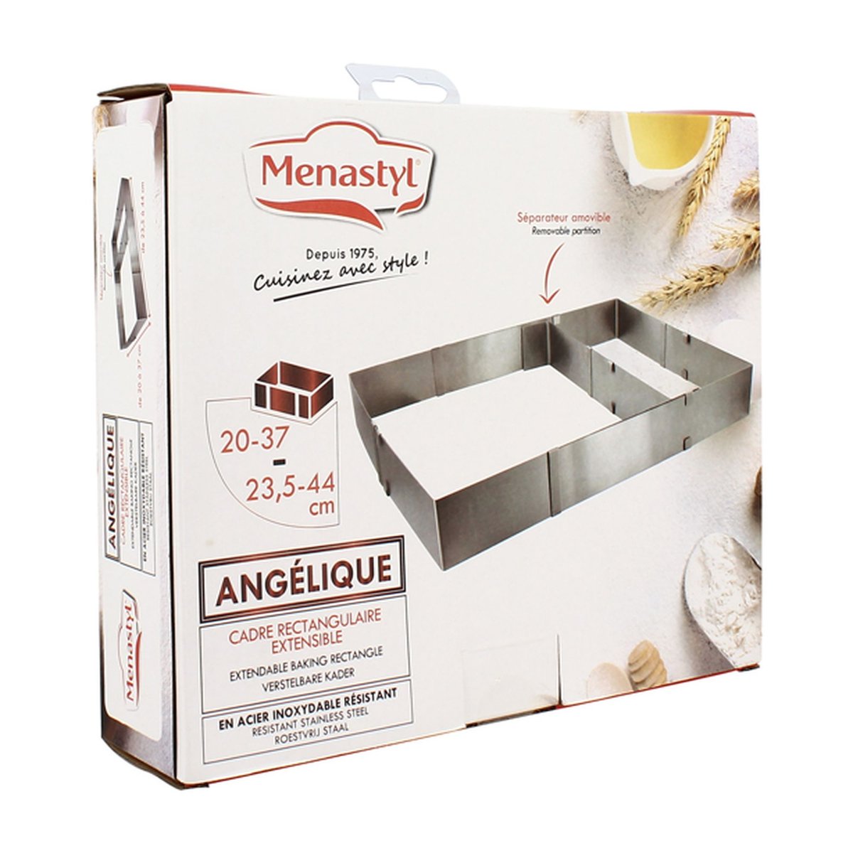 Cadre extensible rectangulaire en acier inoxydable, ANGELIQUE inox, MENASTYL