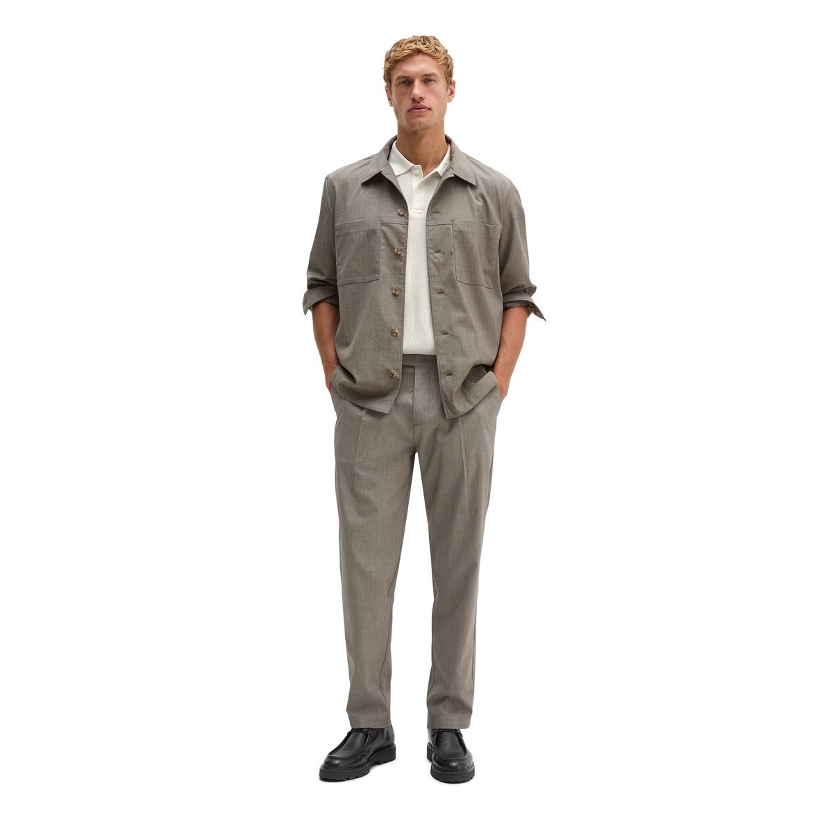 Surchemise au look décontracté effet laine gris, MARC O'POLO