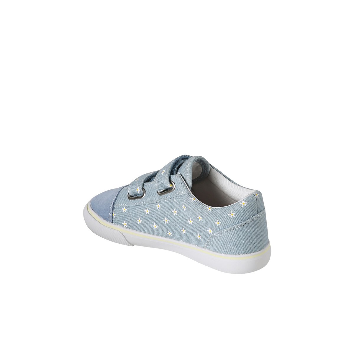 Baskets bébé textile à scratchs bleu jean, VERTBAUDET