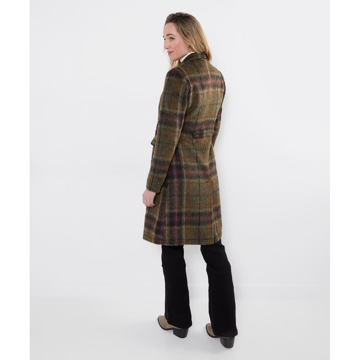 Manteau à Carreaux Asymétrique Tessa vert, JOE BROWNS