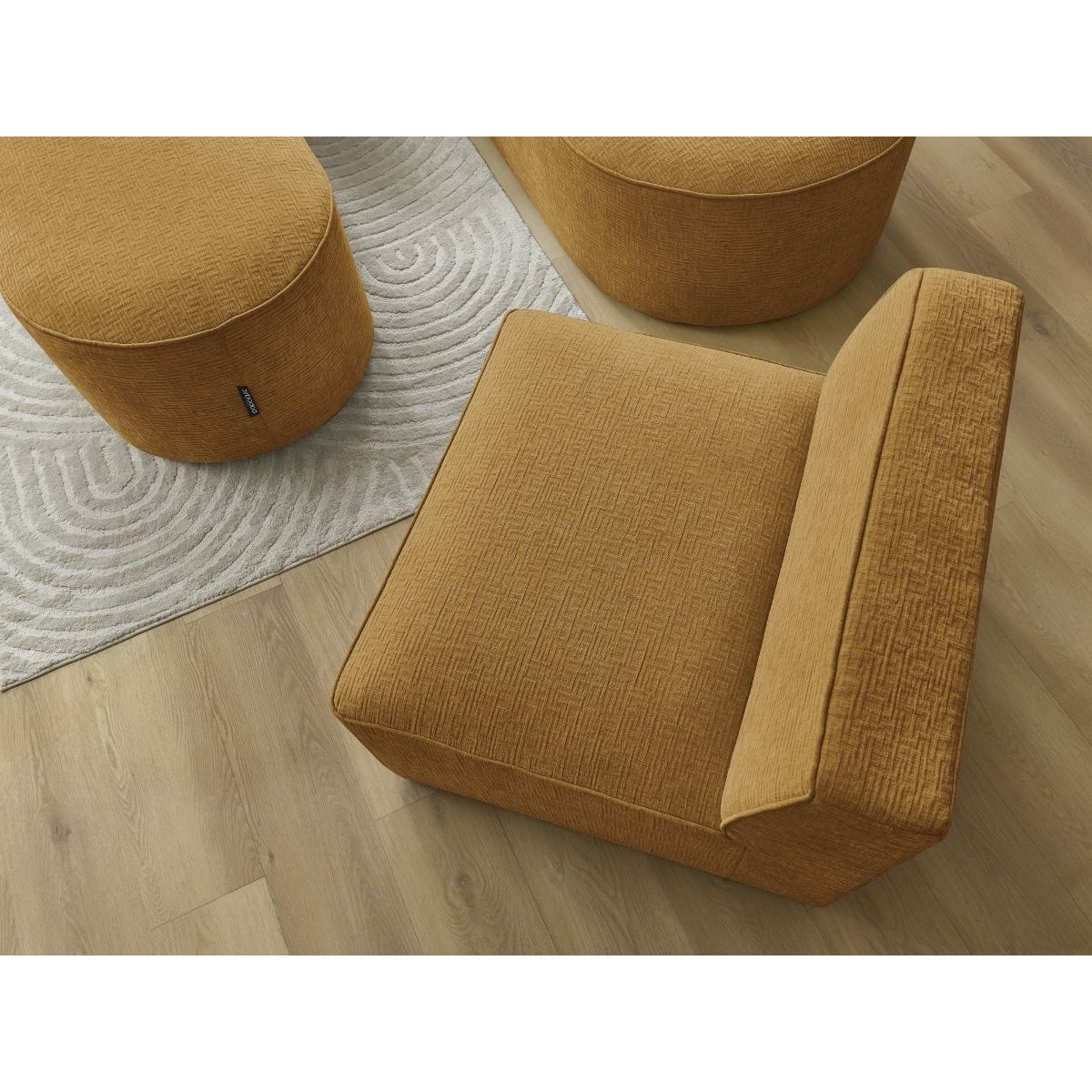 Canapé modulable 6 places en tissu texturé, ROUSSEAU jaune, BOBOCHIC