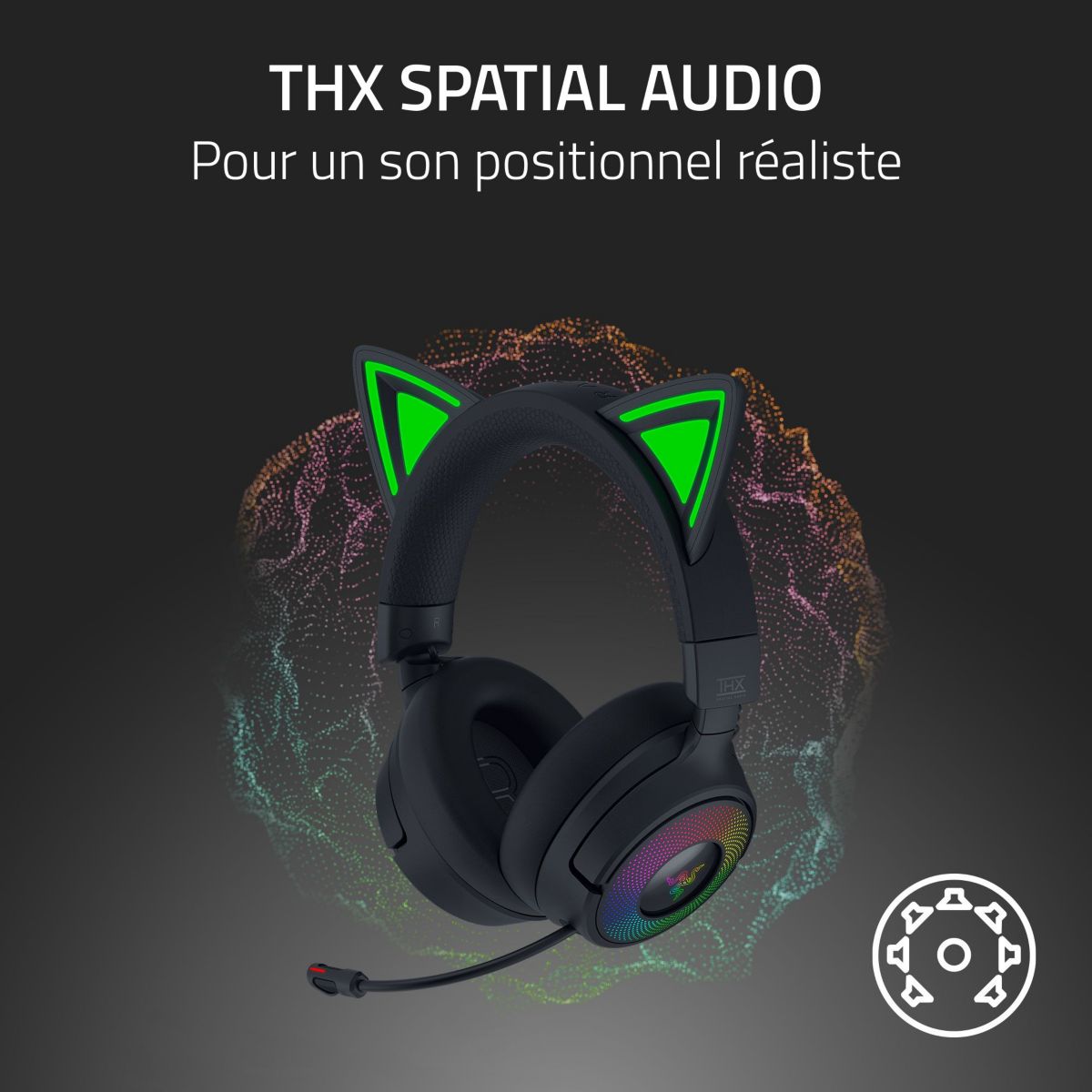 Casque gamer KRAKEN KITTY V3 PRO NOIR couleur unique, RAZER