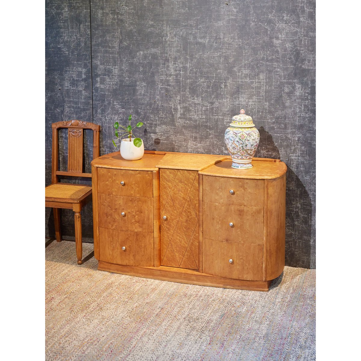 Coiffeuse Art déco en citronnier Louise N°344 - Bon état bois clair, DEBONGOUT