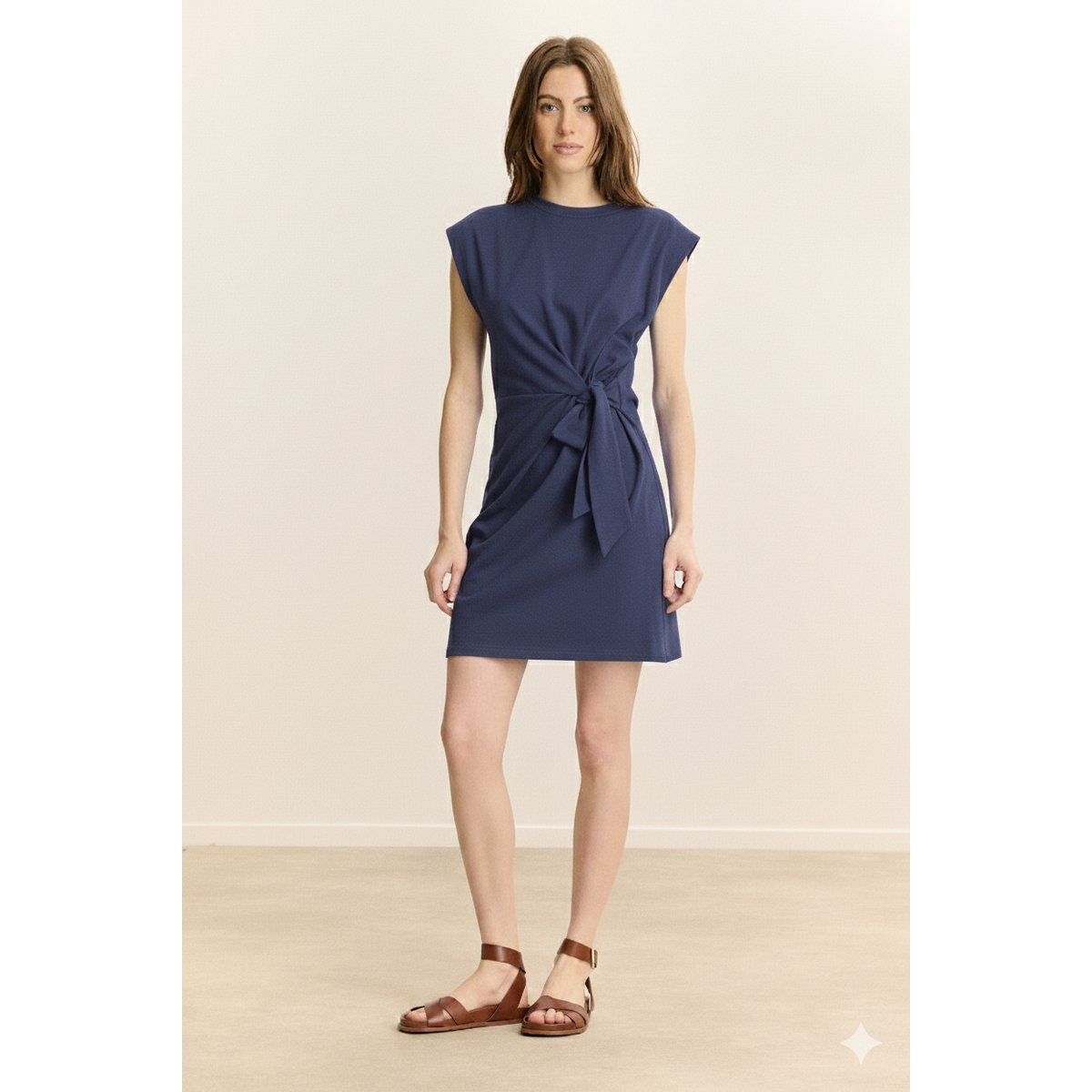 Robe courte en jersey à nœud VALENA marine, GARANCE PARIS 