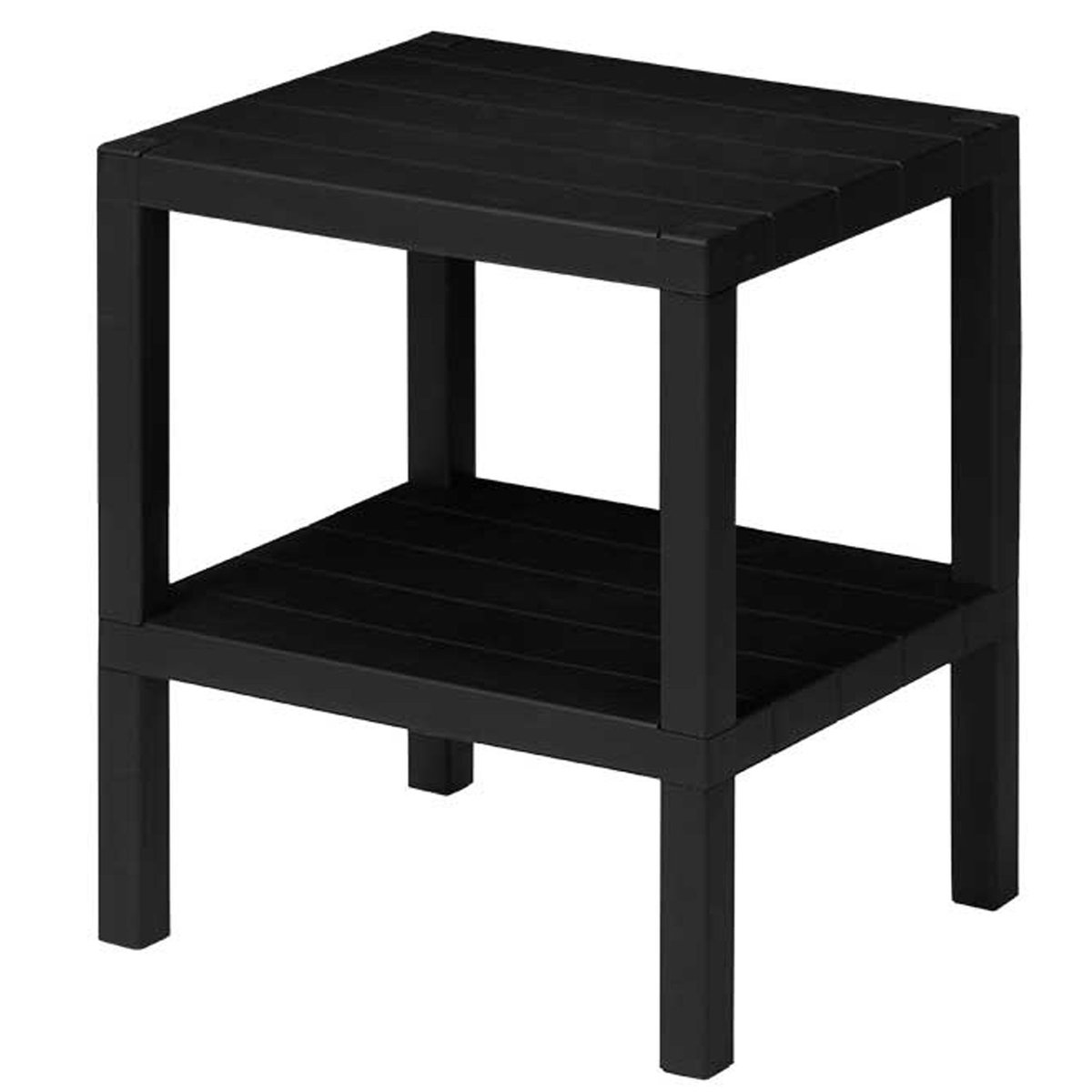 Table de chevet étagère noire 2 étages 32.5x38x46cm noir, WADIGA