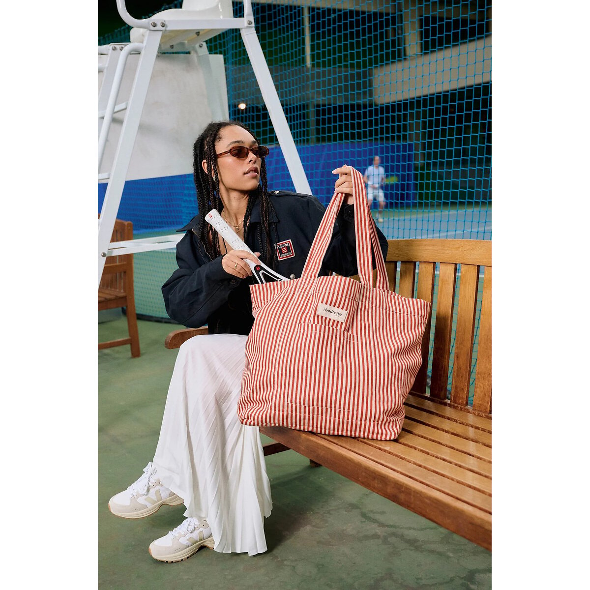 Sac cabas rayé, AMELOT rayé rouge/blanc, RIVEDROITE