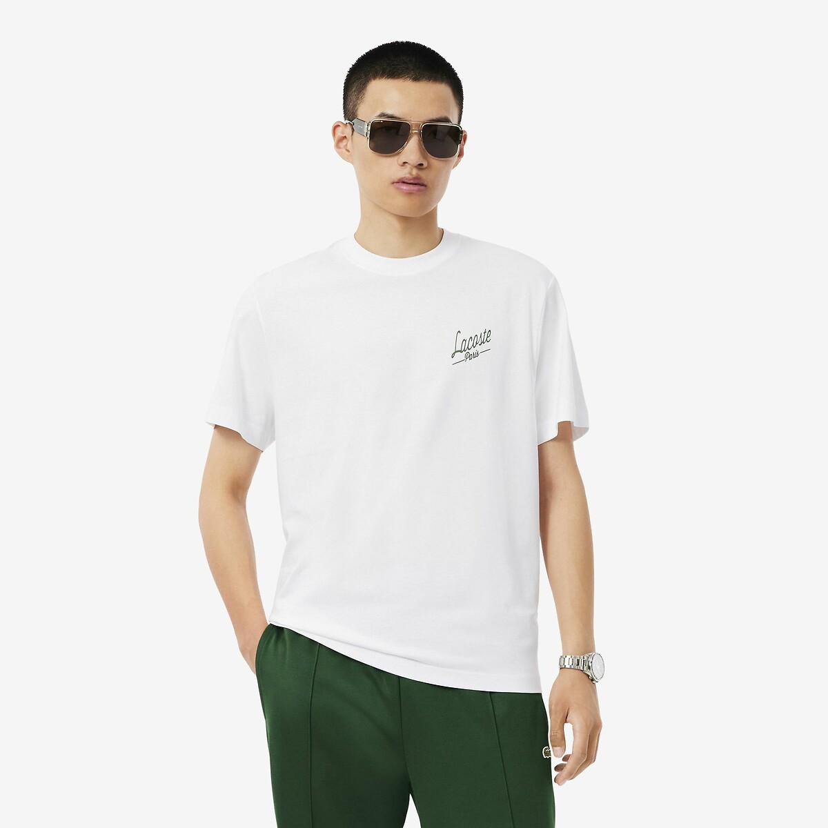 T-shirt jersey imprimé blanc-001, LACOSTE