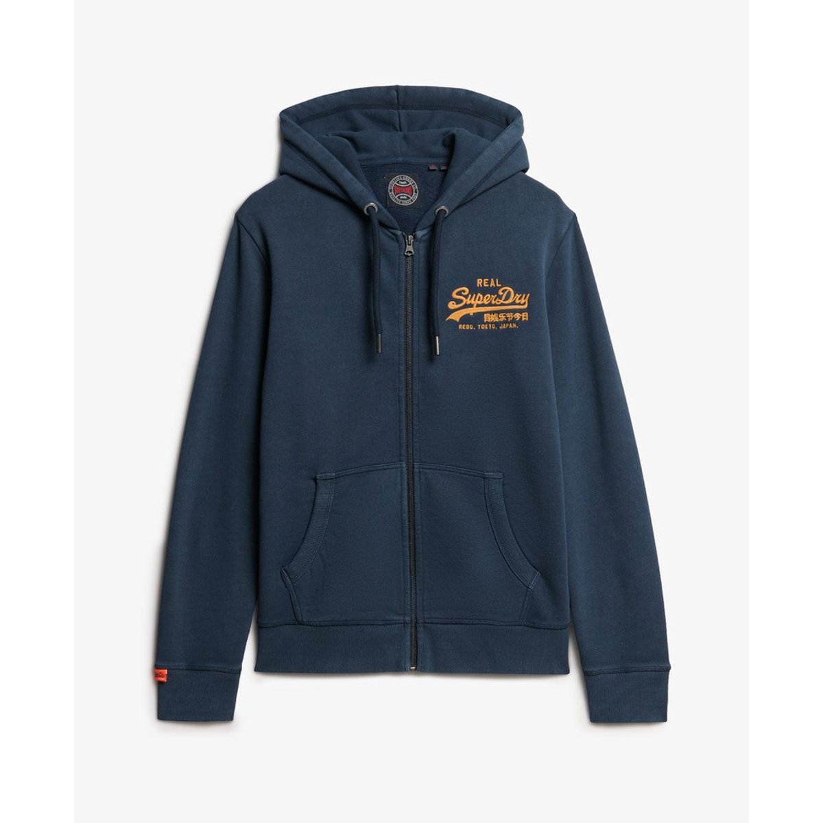 Sweat à capuche zippé Logo Vintage brodé bleu marine lauren, SUPERDRY