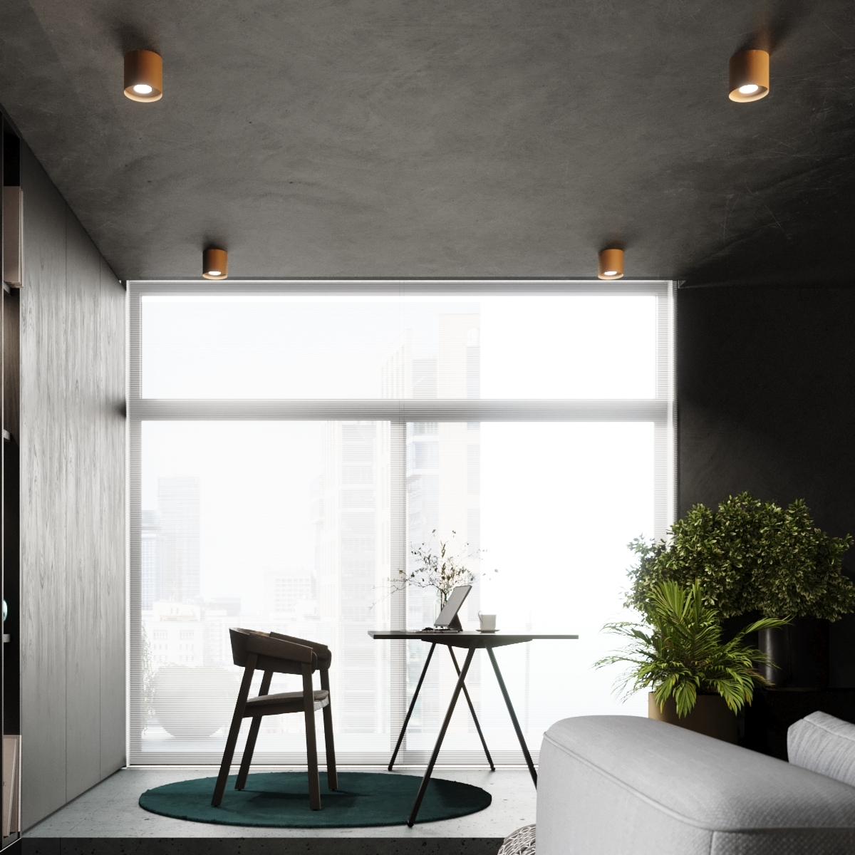 Plafonnier Aluminium Doré GU10 1 Mika jaune, EDEN
