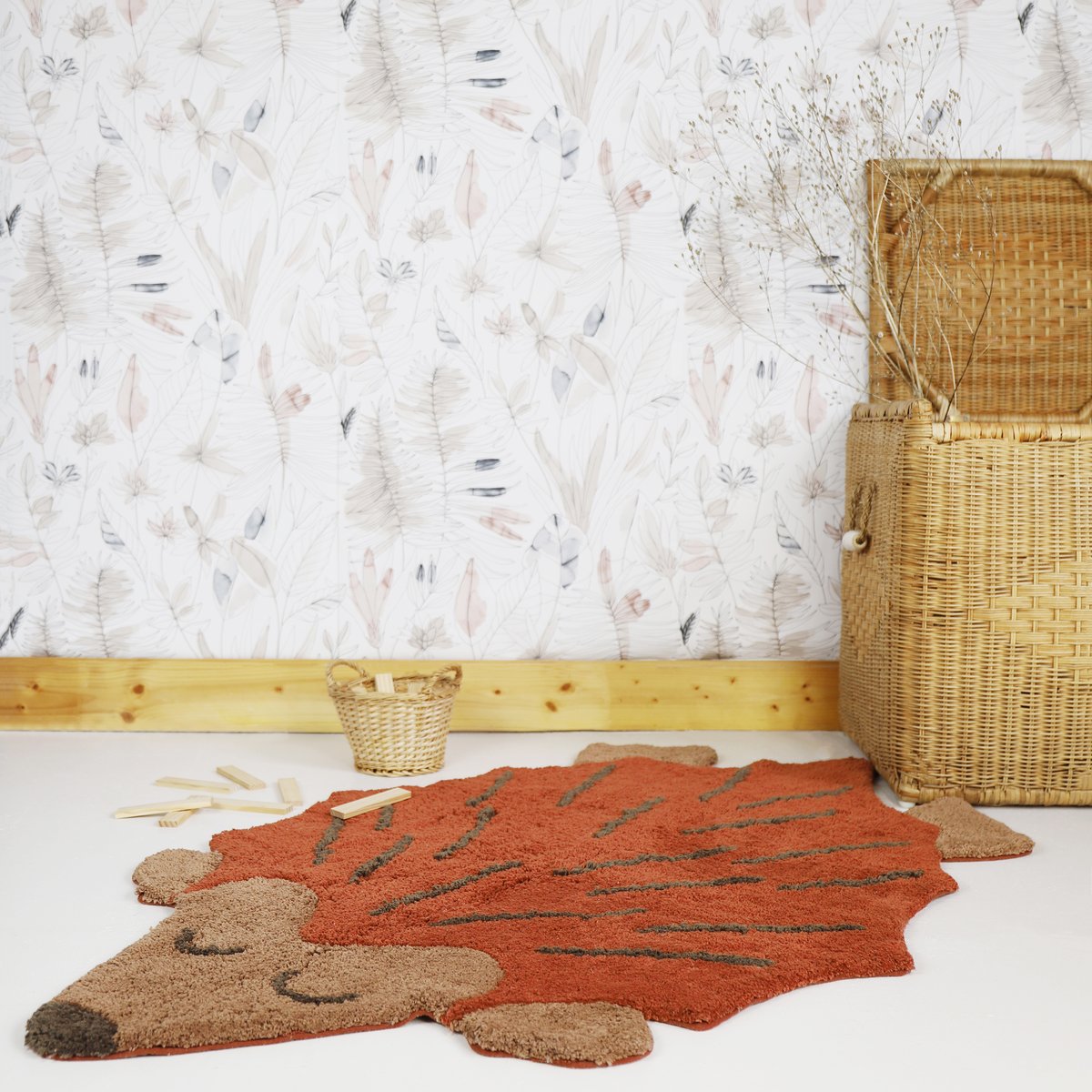 Tapis enfant coton hérisson OLLEN roux, NATTIOT