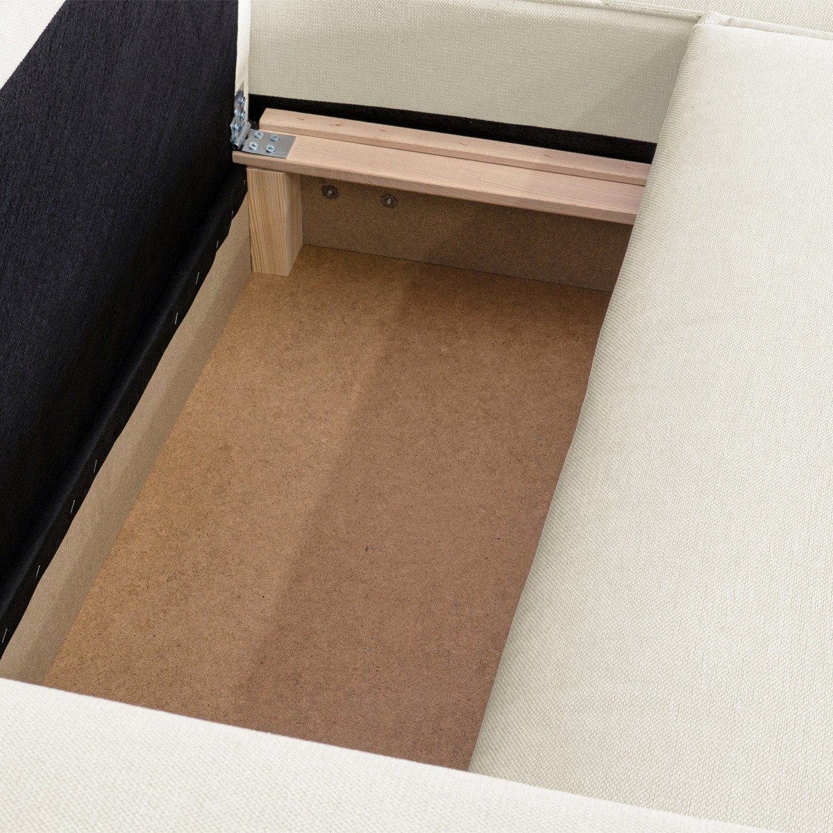 Canapé d'angle à droite convertible 3 places en tissu chenille - ASTI beige, HOMIFAB
