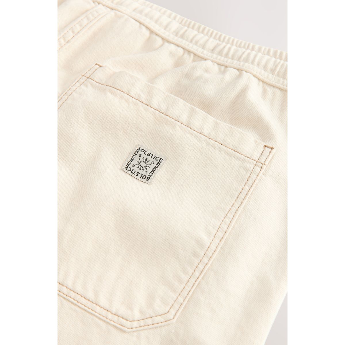Jean en coton et lin à taille élastique blanc écru, NEXT